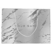 カスタム大理石グレーモノック金属抽象芸術銀 ラージペーパーバッグ (裏面)