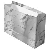 カスタム大理石グレーモノック金属抽象芸術銀 ラージペーパーバッグ (正面アングル)