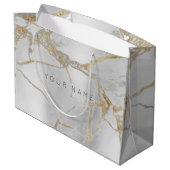 カスタム大理石グレー金ゴールド金属抽象芸術銀 ラージペーパーバッグ (裏面アングル)