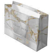 カスタム大理石グレー金ゴールド金属抽象芸術銀 ラージペーパーバッグ (正面アングル)
