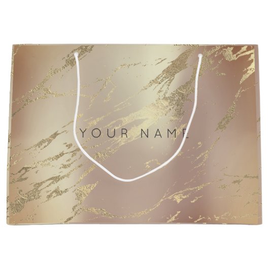 カスタム大理石金ゴールド金属抽象芸術銅赤面 ラージペーパーバッグ (正面)