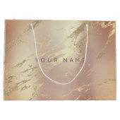 カスタム大理石金ゴールド金属抽象芸術銅赤面 ラージペーパーバッグ (裏面)