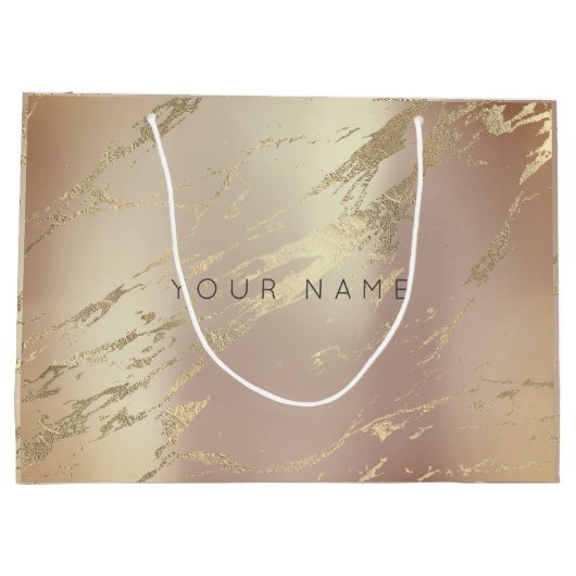 カスタム大理石金ゴールド金属抽象芸術銅赤面 ラージペーパーバッグ (裏面)