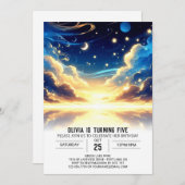 カスタム天体デジタル誕生日 招待状 (正面/裏面)