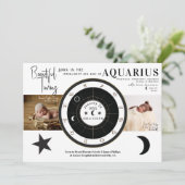 カスタム太陽と月のホロスコープ双子座 誕生発表 招待状 (スタンド正面)