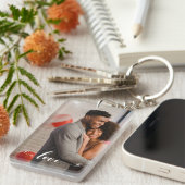 カスタム夫婦ラブ手書き写パーソナライズされた真 キーホルダー (正面右)