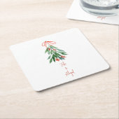 カスタム夫婦名クリスマス スクエアペーパーコースター (アングル)