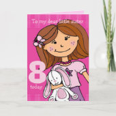 カスタム女の子のバースデーカー女の子らしド「かわいい」ピンク カード (正面)