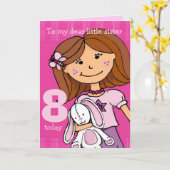 カスタム女の子のバースデーカー女の子らしド「かわいい」ピンク カード (黄色い花)