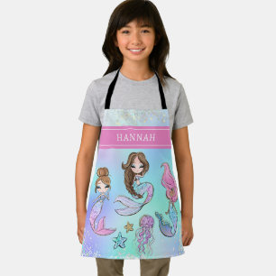 カスタム女の子の名前かわいい人魚 エプロン