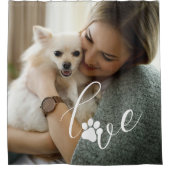 カスタム女の子ラブドッグポープリント写真パーソナライズされた シャワーカーテン (正面)