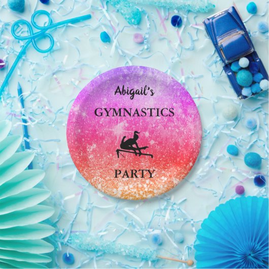 カスタム女子の体操バースデーパーティーRAINBOW ペーパープレート (パーティー)