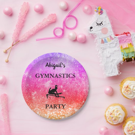 カスタム女子の体操バースデーパーティーRAINBOW ペーパープレート (パーティー)