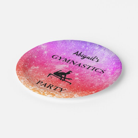 カスタム女子の体操バースデーパーティーRAINBOW ペーパープレート (アングル)