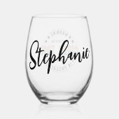 カスタム女子の旅行進行中のグラデーションおもしろい ステムなしワイングラス (裏面)