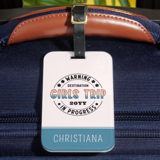 カスタム女子の旅行進行中のグラデーションおもしろい ラゲッジタグ (正面インサイチュ2)