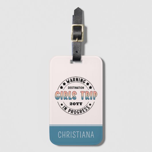 カスタム女子の旅行進行中のグラデーションおもしろい ラゲッジタグ (正面縦)