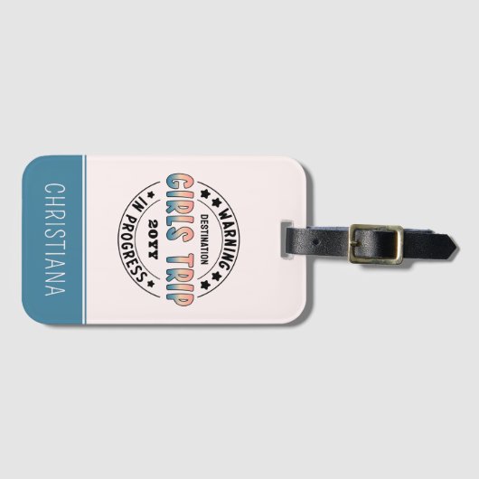 カスタム女子の旅行進行中のグラデーションおもしろい ラゲッジタグ (正面横)