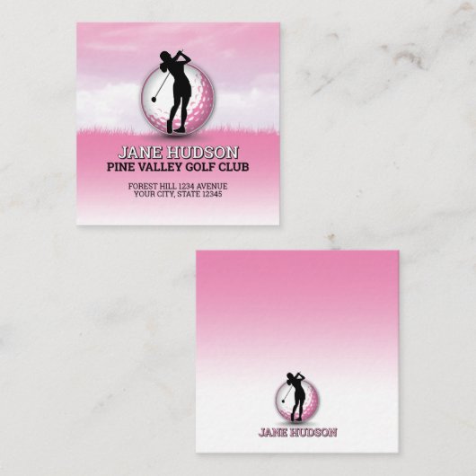 カスタム女子エレガントゴルファー単線デザイン エンクロージャーカード (正面/裏面)