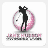 カスタム女子エレガントゴルファー単線デザイン スクエアシール (正面)