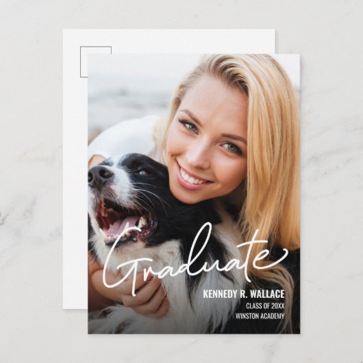 カスタム女子写真テンプレート学校 案内ポストカード (正面/裏面)