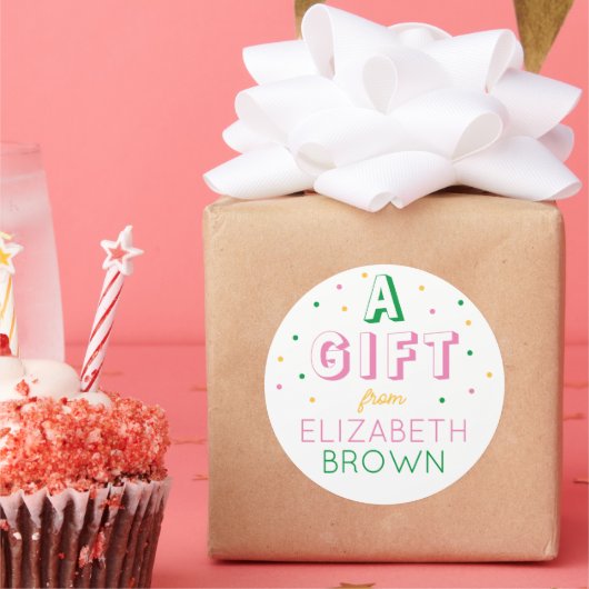 カスタム女子名門私立校風の誕生日シール ラウンドシール (パーティー)