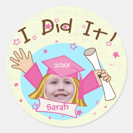 カスタム女子大学卒業シール ラウンドシール (正面)