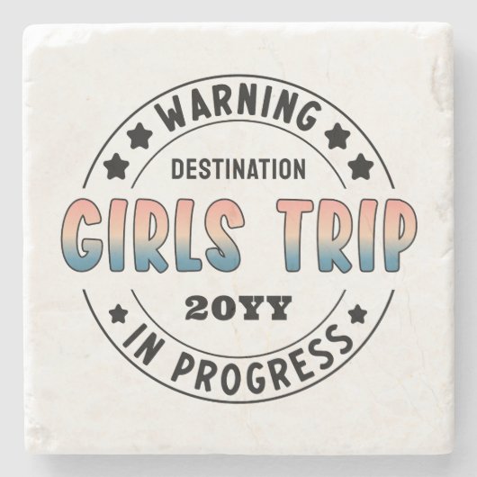 カスタム女子旅進行中 グラデーションおもしろ ストーンコースター (正面)