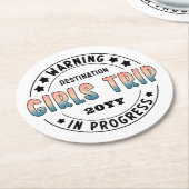 カスタム女子旅進行中 グラデーション面白 ラウンドペーパーコースター (アングル)