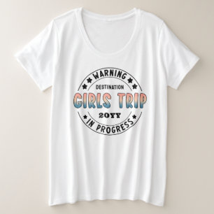 カスタム女子旅進行中 グラデーション おもしろ プラスサイズTシャツ