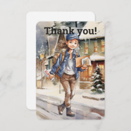 カスタム女性の手紙キャリアクリスマス サンキューカード