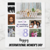 カスタム女性の日8写真コラージュ ワインラベル (シングルラベル)