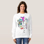 カスタム女性科学化学者の名前タグラボコート スウェットシャツ (正面フル)