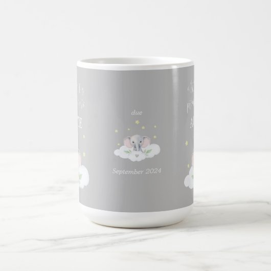 カスタム妊娠の発表マグカワイグレー コーヒーマグカップ (中央)