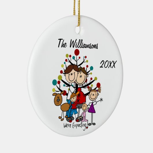 カスタム妊婦ファミリードッグオーナメント セラミックオーナメント (右)