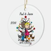 カスタム妊婦2犬1猫オーナメント セラミックオーナメント (左)