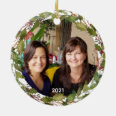カスタム妹は永遠の友人の写真クリスマス セラミックオーナメント (裏面)