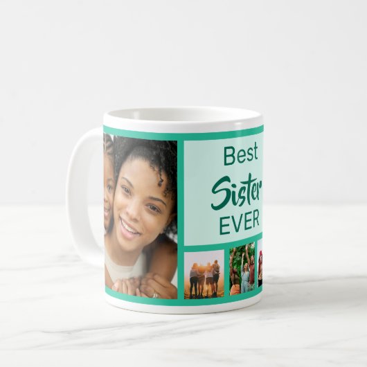 カスタム姉最高の生誕写真モダンコラージュ コーヒーマグカップ (正面左)