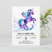 カスタム威厳のあるUnicornデジタル誕生日 招待状 (スタンド正面)