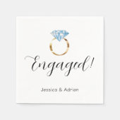 カスタム婚約したリングや輪婚約パーティ スタンダードカクテルナプキン (正面)