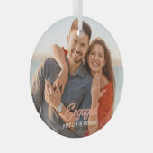 カスタム婚約した夫婦の写真 ガラスオーナメント (正面右)