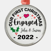 カスタム婚約した婚約パーソナライズされた メタルオーナメント (正面)