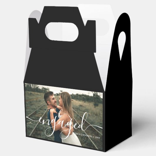 カスタム婚約フォトブラックお願いボックス フェイバーボックス (オープン)