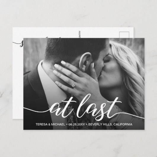 カスタム婚約写真の最後の結婚日時 ポストカード (正面/裏面)