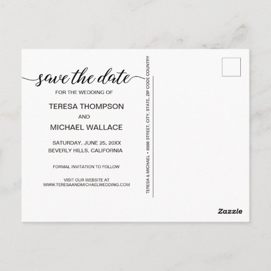 カスタム婚約写真の最後の結婚日時 ポストカード (裏面)