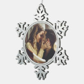 カスタム婚約写真 スノーフレークピューターオーナメント (右)