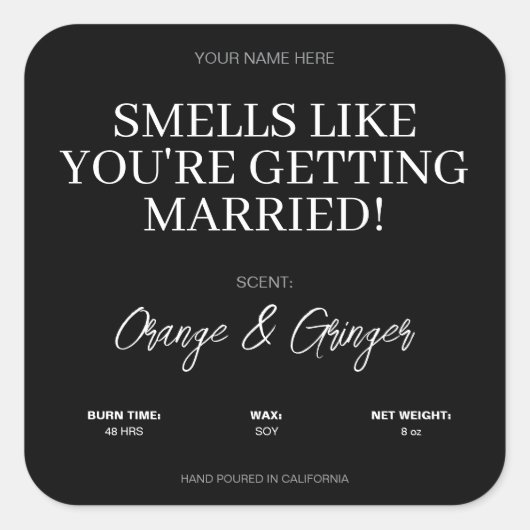 カスタム婚約結婚のカップル用キャンドルギフト スクエアシール (正面)