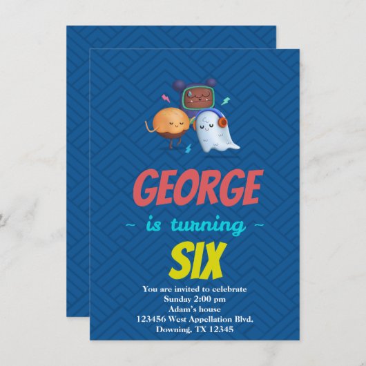カスタム子供のゴーストモンスター カートゥーン招待状 招待状 (正面/裏面)
