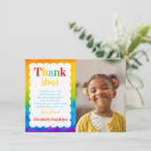 カスタム子供の虹ウォーターカラー写真 サンキューカード (スタンド正面)