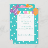 カスタム子供の誕生日カラフルパーティー招待状 招待状 (正面/裏面)